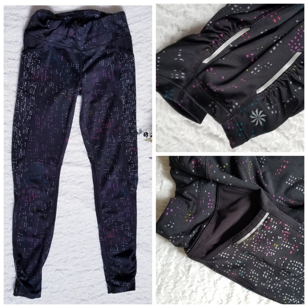 Athleta Multi Color Square Print Tights Pocket - image 1